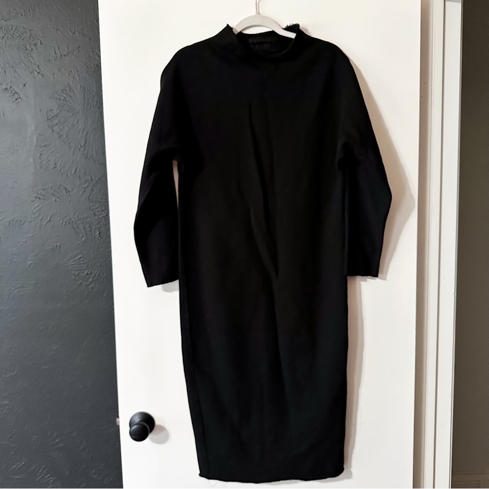 Frank & Eileen Isabelle Funnel Neck Dress Triple Fleece Black Size XS - Picture 2 of 7
